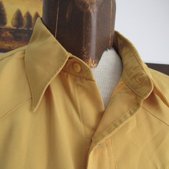 Vtg Authentic Wrangler Western Shirt Large Gold Pearl Snaps Line Dancing Rodeo - Picture 3 of 13